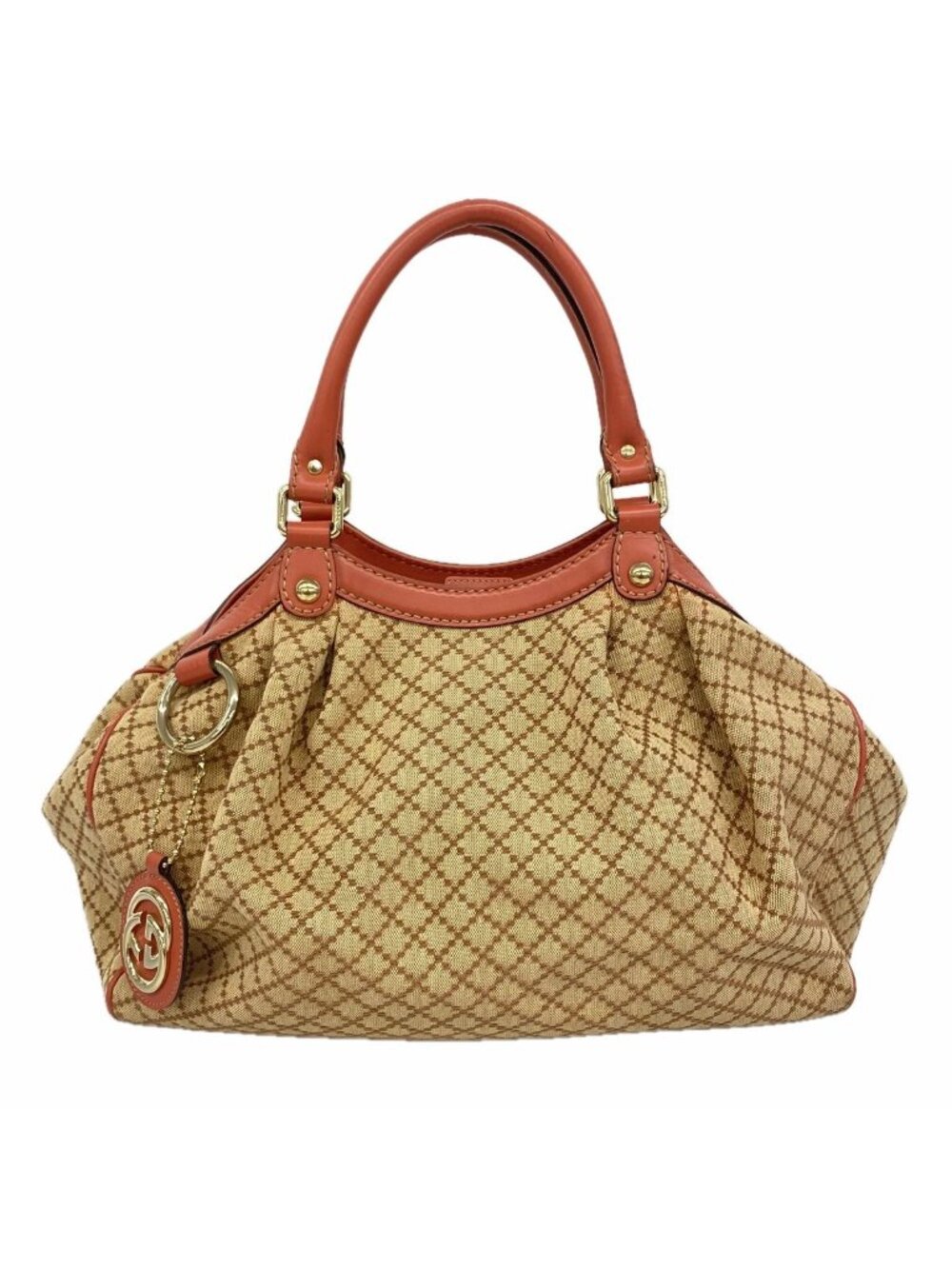 Gucci Tote Bag Diamante Canvas Brown Pink Gold